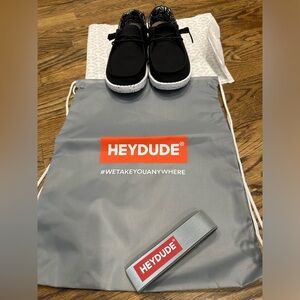 Hey Dude Black Shoes with Gray Bag